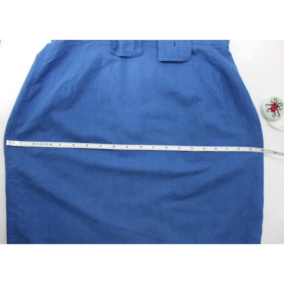 Dennis Goldsmith Overalls Jumper Skirt Dress Size 12 Blue Pocket 90s - Picture 9 of 11